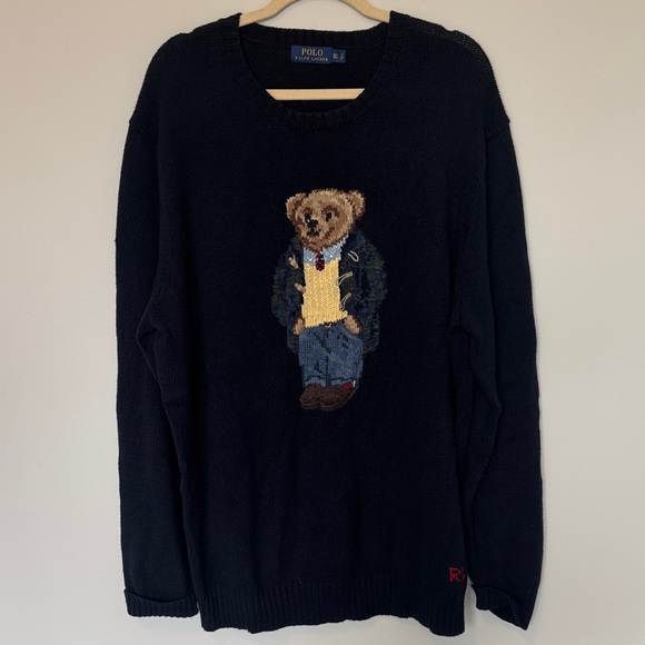 Polo by Ralph Lauren Men's Navy Polo Embroidered Bear Sweater - XL Tall - Picture 1 of 5